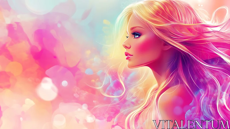 Radiant pastel portrait glows with dreamy ethereal light.