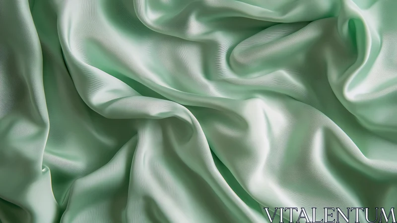 Soft mint satin fabric folds glow with gentle studio light