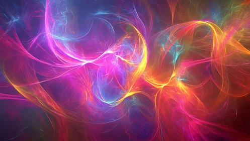 Glowing ribbons of color swirling in a dreamy cosmic dance.