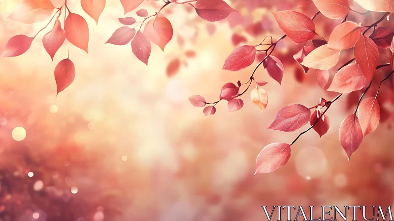 Autumn branches extend over bokeh-lit pastel background