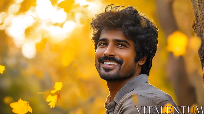 Sunlit smile drifting through golden autumn daydreams.