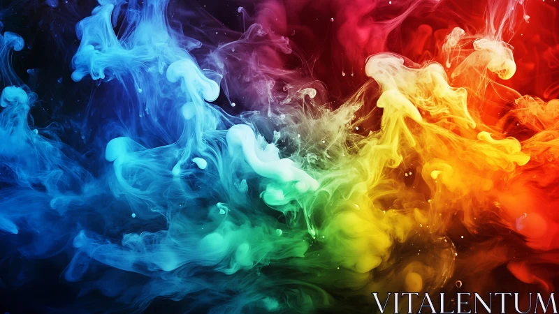 Chromatic ink clouds swirling through deep black space.