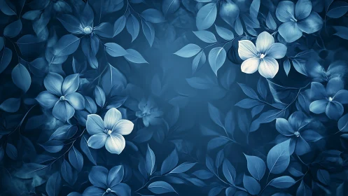 Luminescent Blue Flowers in Botanical Haze.