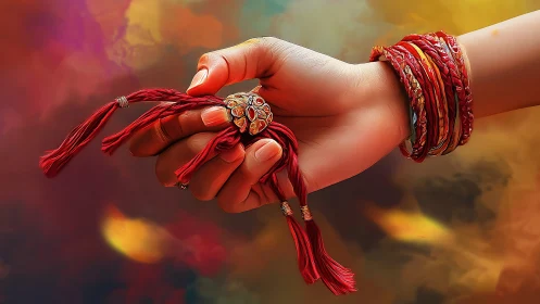 Warm hands, red threads, and a quiet moment of blessing.