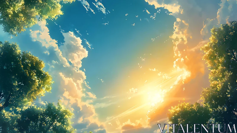 Sunlit forest sky bringing gentle warmth to a quiet day.