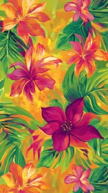 Tropical Floral Explosion With Vibrant Blooms.