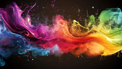 Swirling rainbow colors dancing across a dark canvas.
