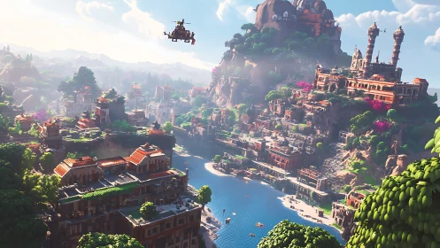 Isometric Steampunk Cityscape with Layered Architecture and Atmospheric Depth