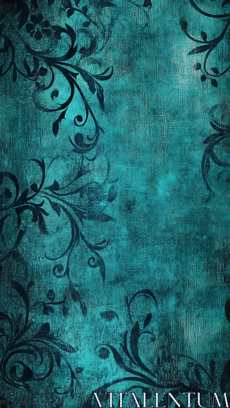 Teal textured background with dark ornamental flourishes