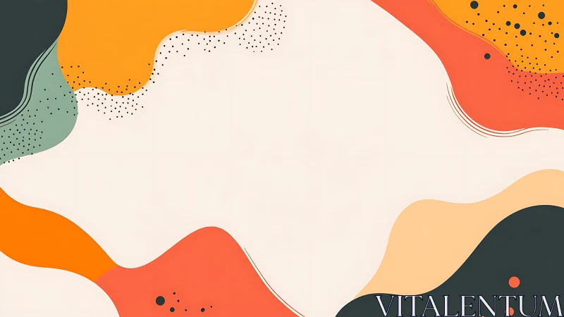 Abstract background shows curved color blocks around center