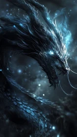 Bioluminescent spectral dragon rendered in high-contrast detail