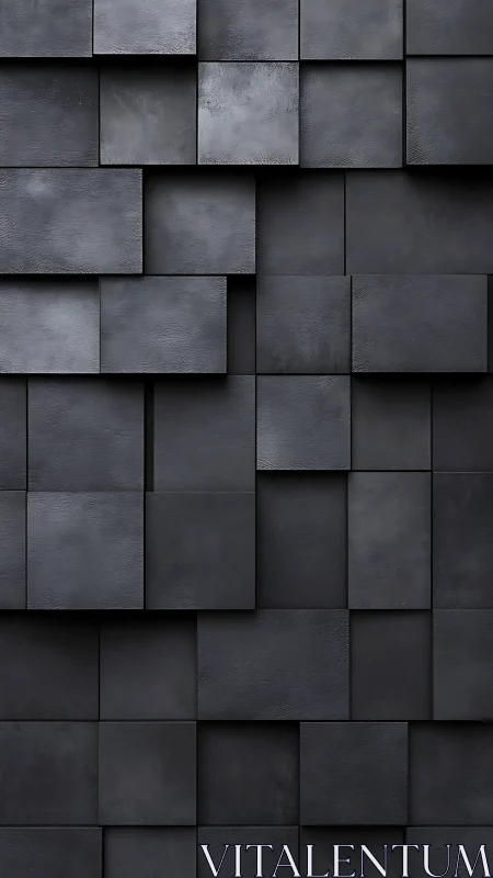 Stacked dark square panels forming layered geometric surface.