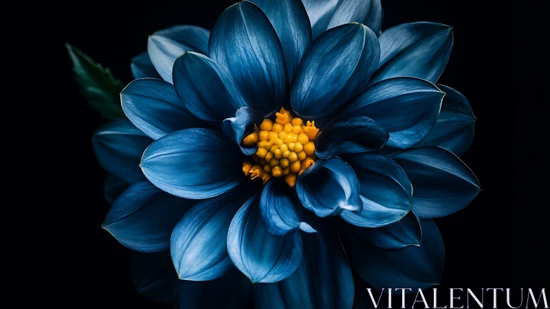Blue Dahlia Flower Detailed Close-Up Shot