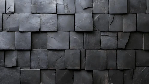Dark Slate Tile Wall with Textured, Modern Geometric Pattern.