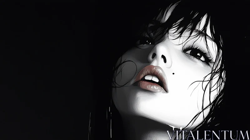 Glimmering portrait captures a dreamy gaze in deep shadow