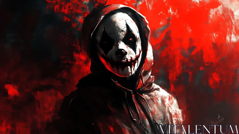 Hooded horror figure emerges from chaotic blood-red void