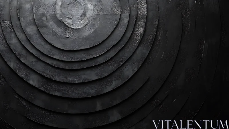 Concentric black textured circles form layered radial surface