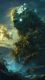 Ancient forest titan watches over a glowing twilight valley