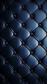 Deep blue tufted leather surface with glossy highlights.
