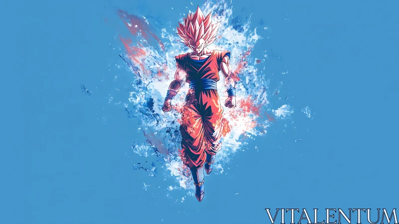 Anime energy warrior in explosive central composition digital.