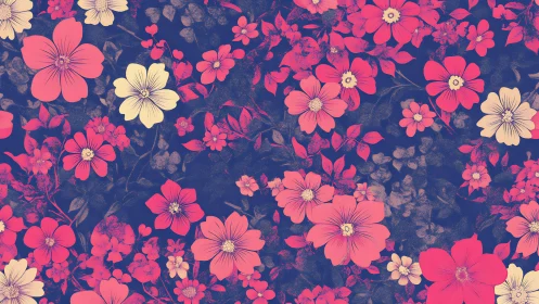 Neon midnight wildflowers dancing across indigo whispers.