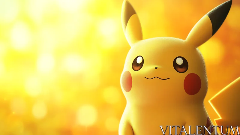 Yellow cartoon creature against soft yellow bokeh field.