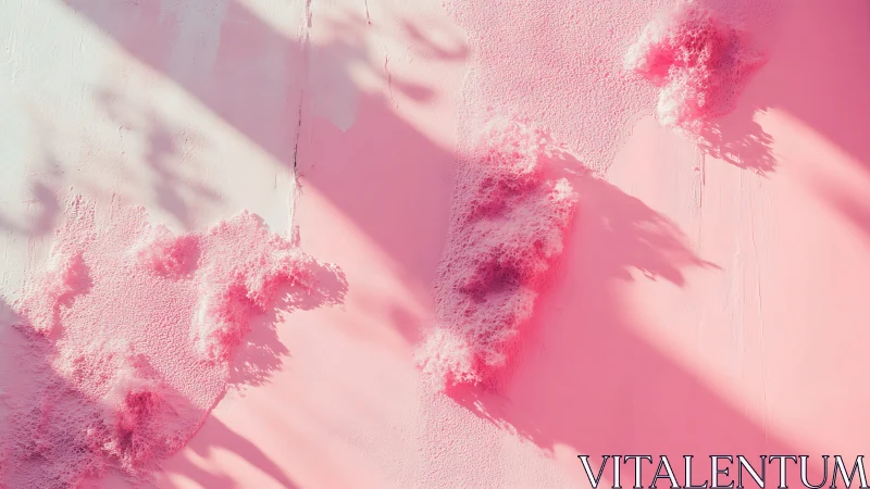 Textured pink surface with raised foam clusters and shadows.