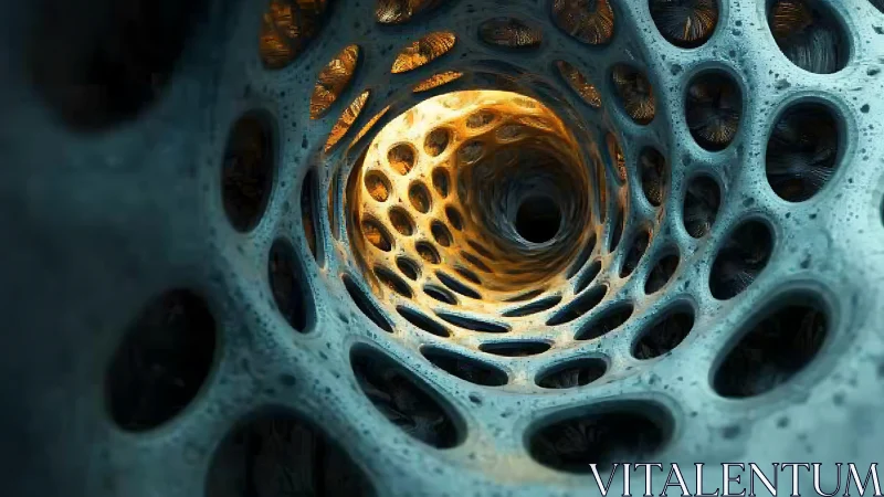 Parametric perforated tunnel mesh rendered with volumetric core light