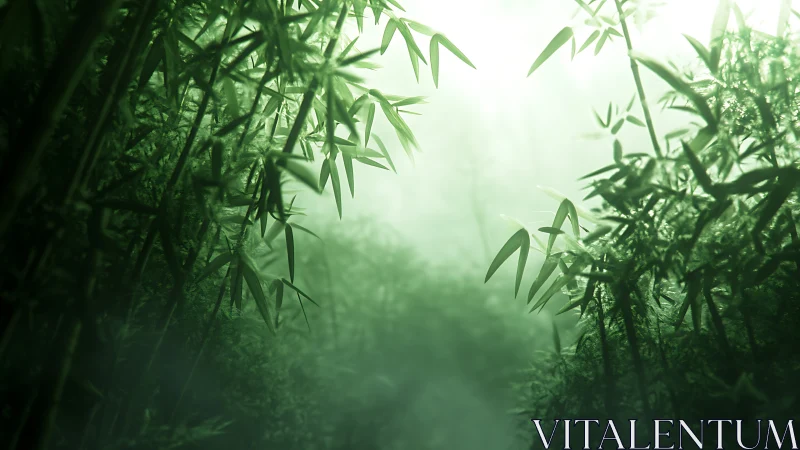 Dense green bamboo canopy with diffused backlighting view.