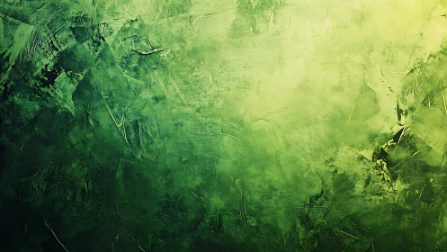 Textured green abstract surface uses layered impasto and gradient lighting