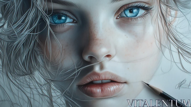 Icebright gaze in hyperreal graphite-kissed portrait study.