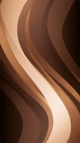 Curved layered ribbons form a high-contrast, warm brown gradient