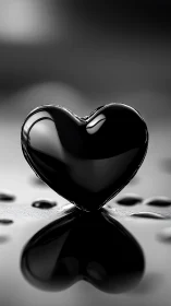 Black Heart Form: Water Droplet Structure on Gray Surface