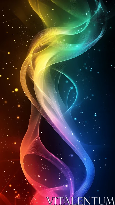 Spectral light ribbons form translucent gradients over starfield