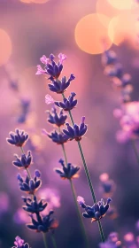 Lavender Dreams: Purple Blooms Bathed in Ethereal Golden Light