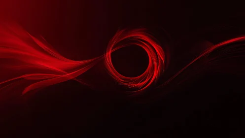 Vivid Abstract Red Swirl on Dark Background Digital Art.