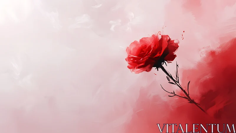 A Radiant Red Rose Floating in Soft Dreamy Light.