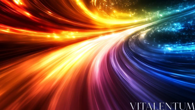 Curved multicolor light streaks in dynamic radial motion.