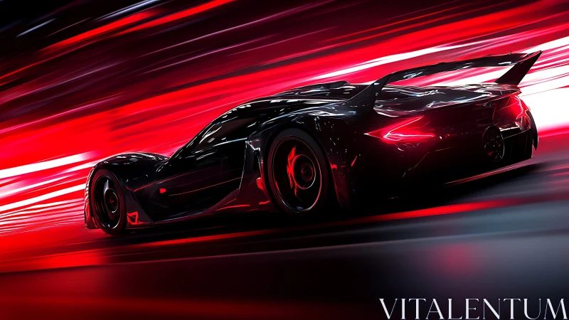 3D hypercar velocity study with dynamic light trails rendering.