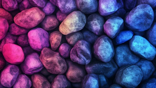 Neon gradient stones with pink to blue color flow.