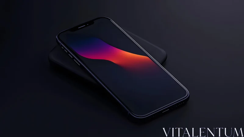 Sleek modern smartphone with abstract gradient wallpaper in dark style.
