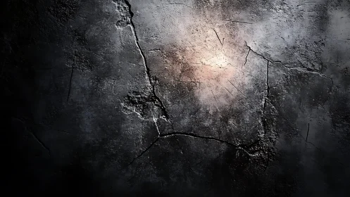 Cracked Textured Concrete Wall with Dramatic Lighting Effect.