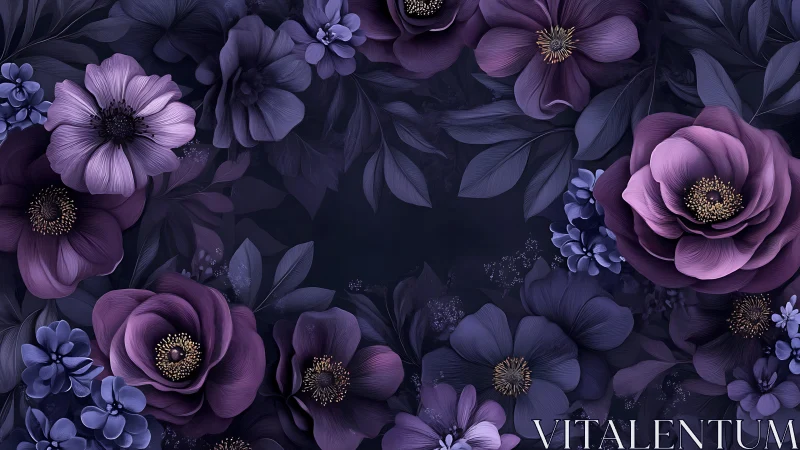 Luxuriant Purple Blossoms Against Deep Midnight Backdrop.