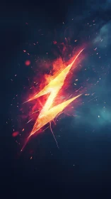 Plasma-charged lightning sigil in combustive particle bloom.