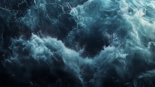 Dense ocean surface with overlapping turbulent wave patterns.