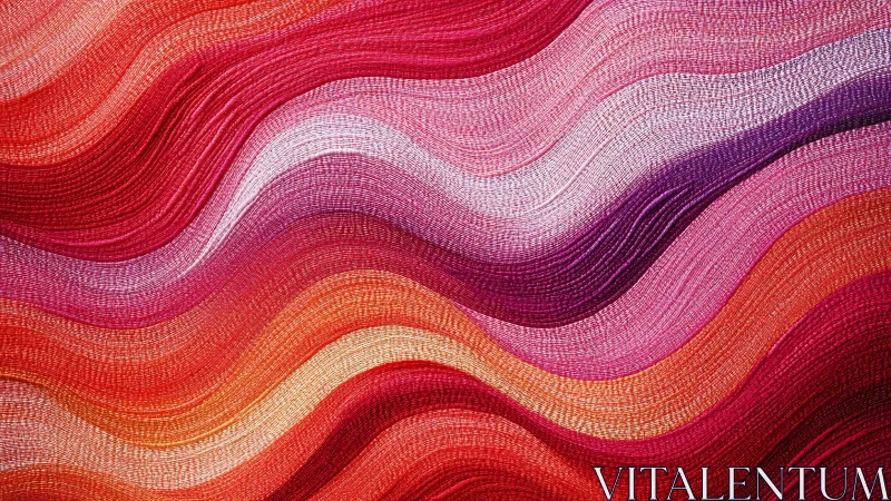 Layered chromatic waveforms in red magenta gradient tapestry