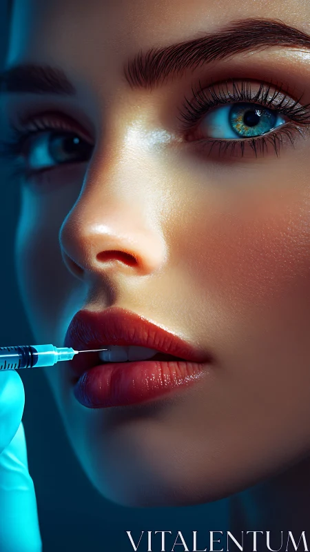 Calm closeup of woman preparing for gentle lip injection.