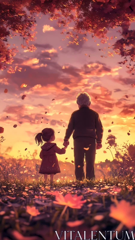 Backlit autumn duo rendered with warm depth-of-field lighting