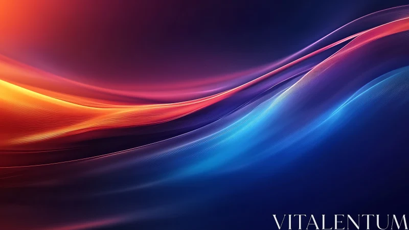 Luminous red and blue energy waves on deep gradient field.