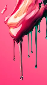 Liquid neon drips over glossy pink gradient backdrop.